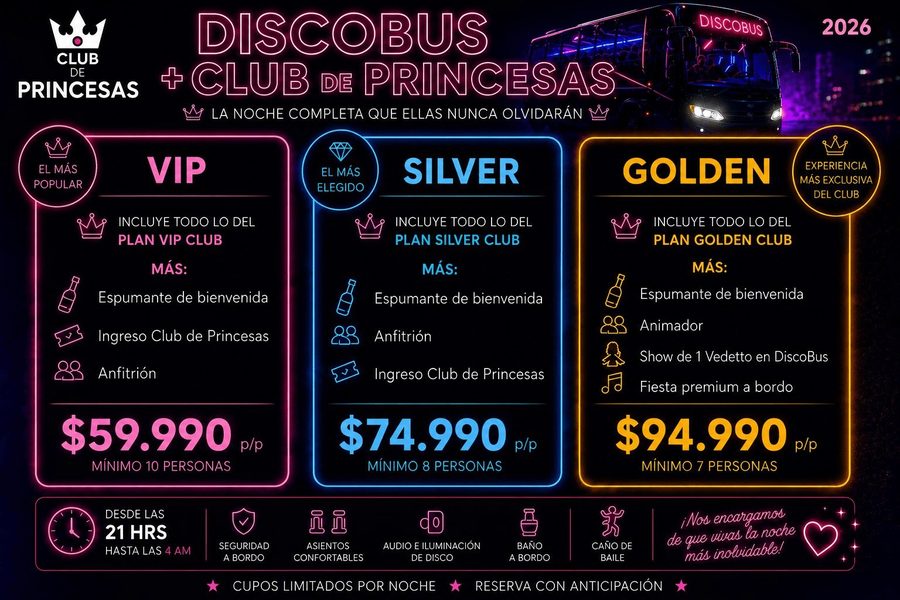 Planes DiscoBus Chile + Club de Princesas 2026