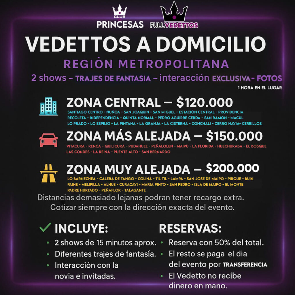 precios vedettos a domicilio en santiago